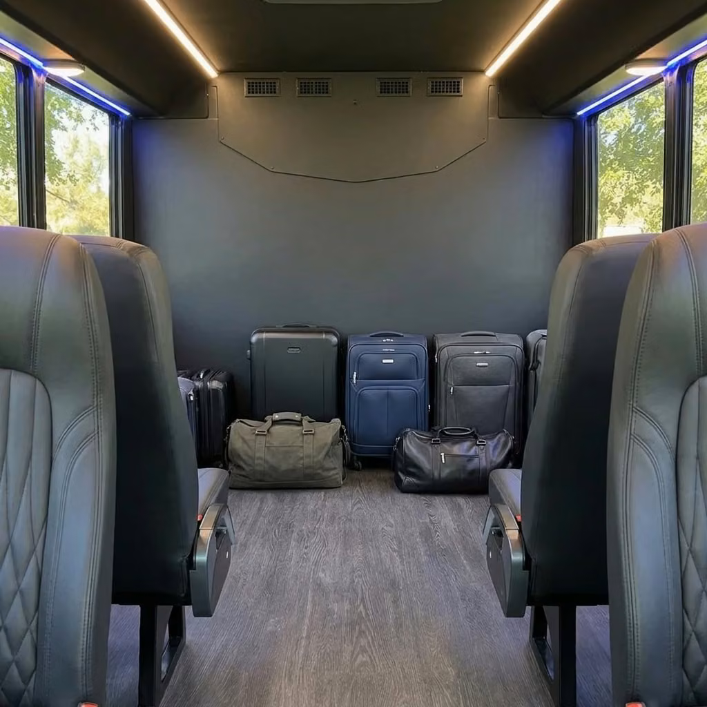 stockbridge 20 passenger minibus luggage area