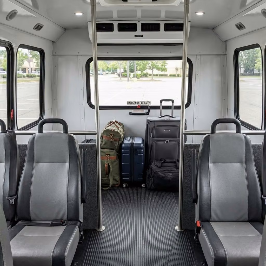 stockbridge 28 passenger minibus luggage area
