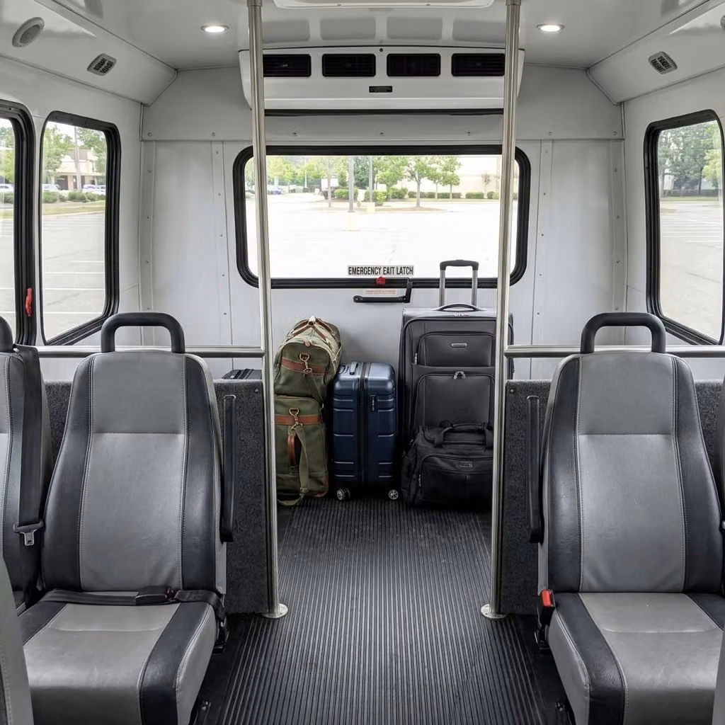 stockbridge 30 passenger minibus luggage area