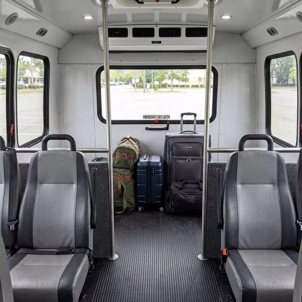 stockbridge 35 passenger minibus luggage area