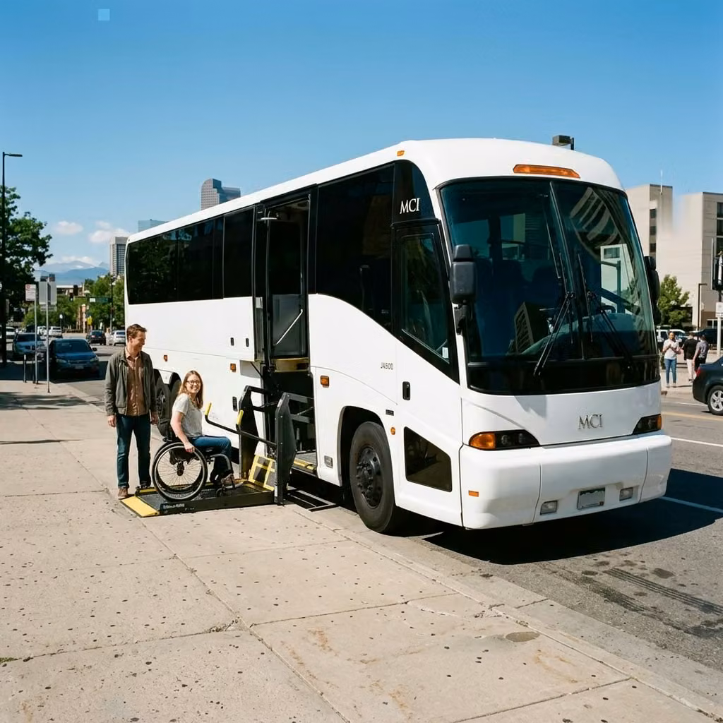 stockbridge 56 passenger charter bus wheelchair lift