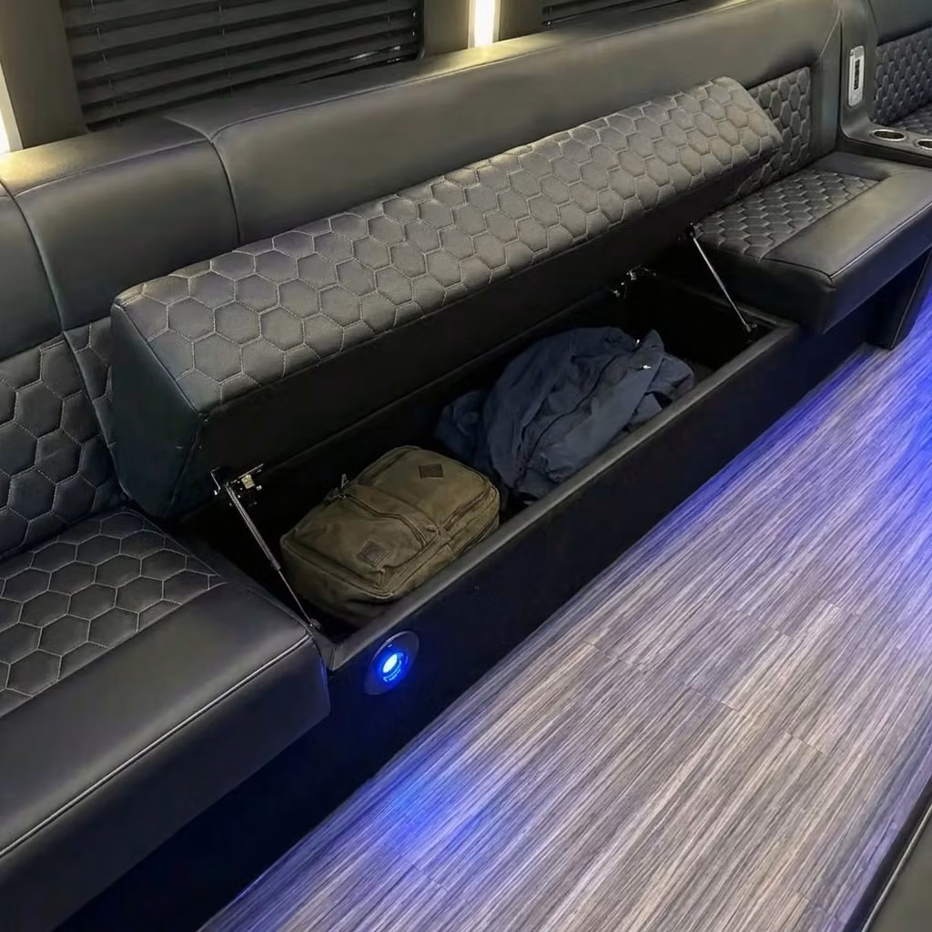 stockbridge party bus under seat storage