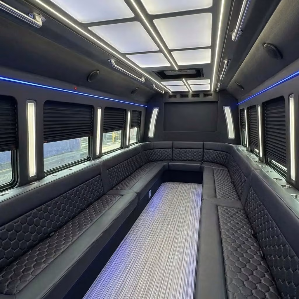 stockbridge party bus wraparound seating