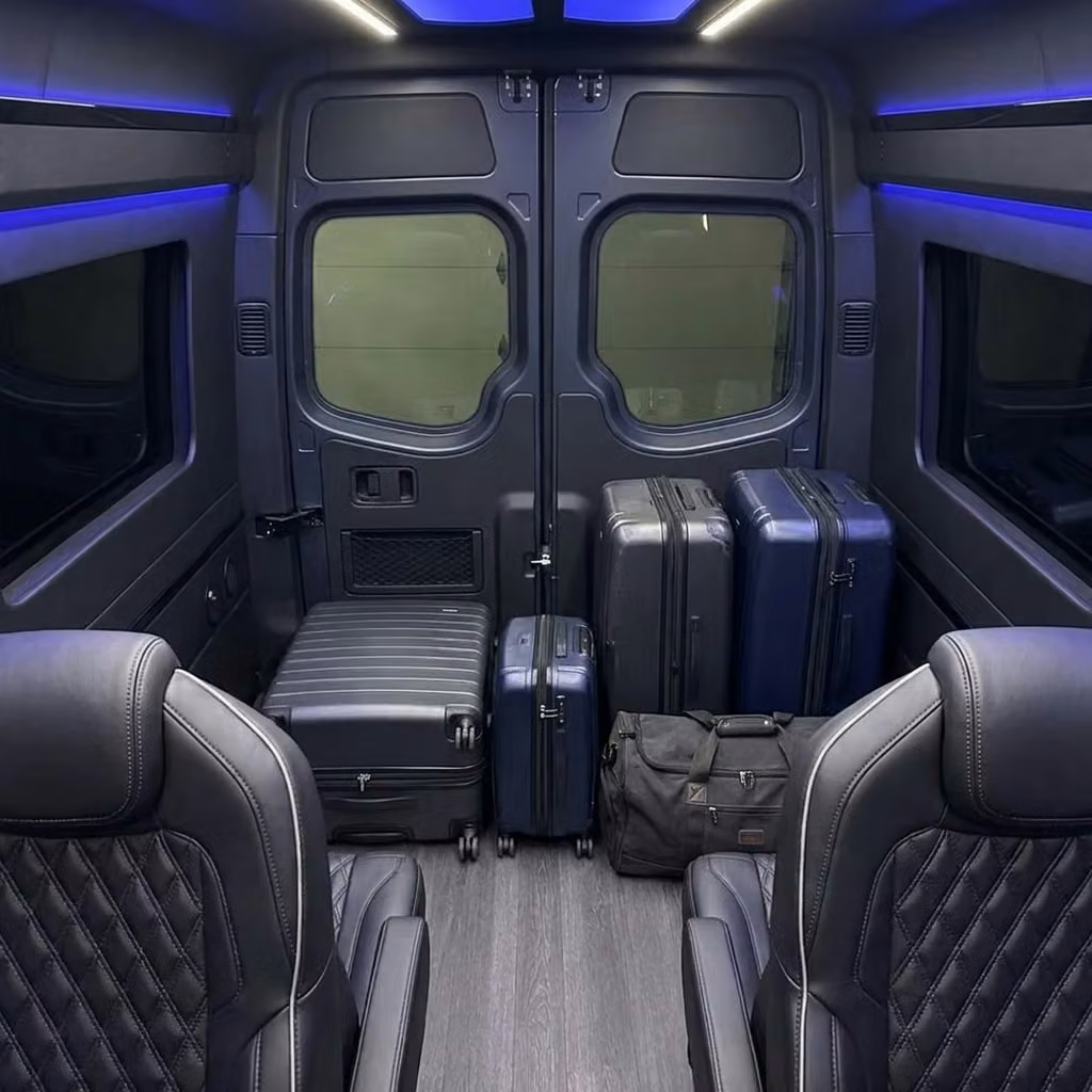 stockbridge sprinter van rental with driver luggage area